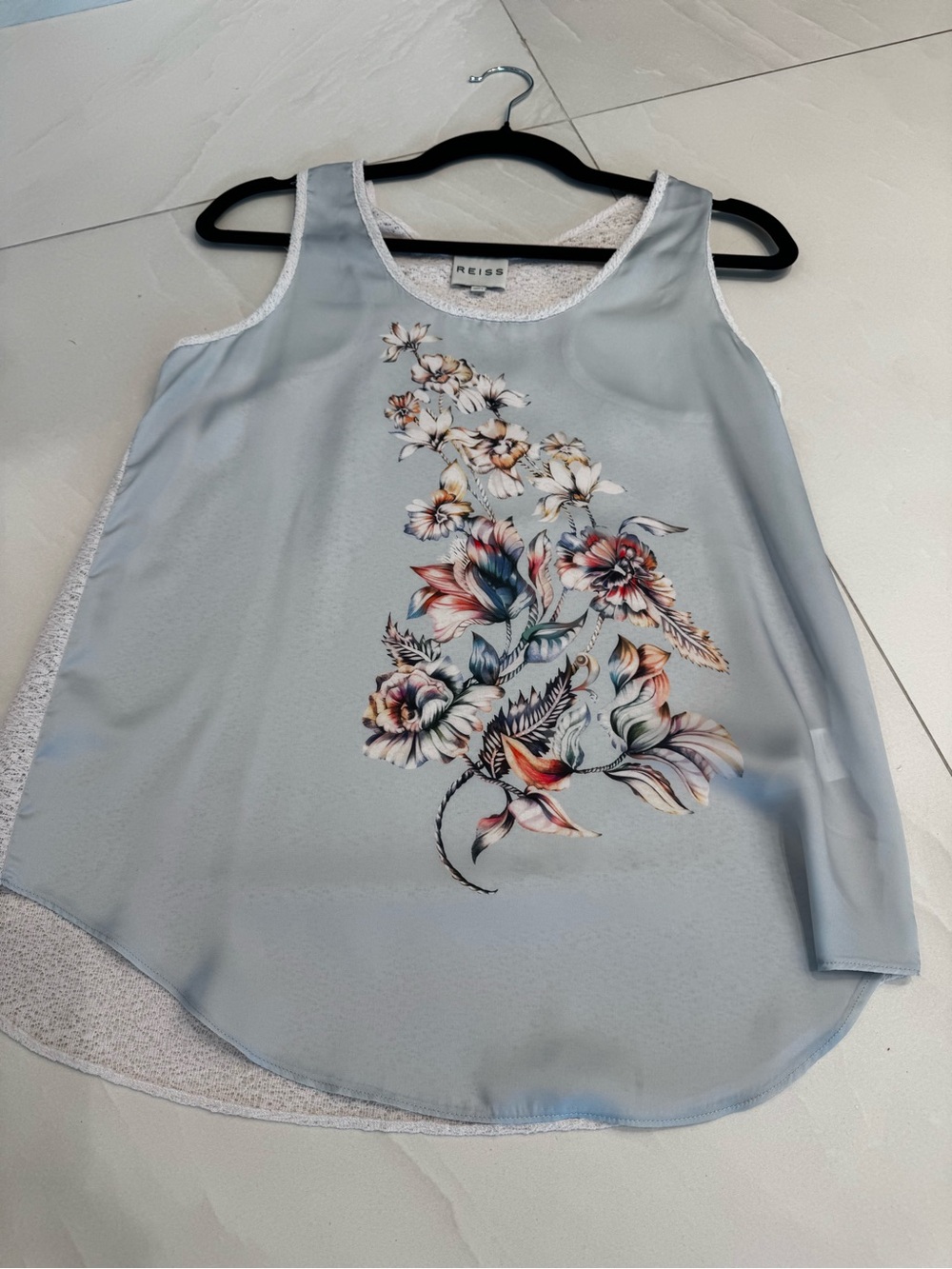 Reiss Pale Blue Floral Layered Sleeveless Camisole